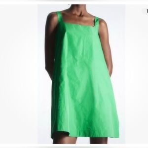 COS Square-Neck Popover Dress – vivid leaf-green, size XS
